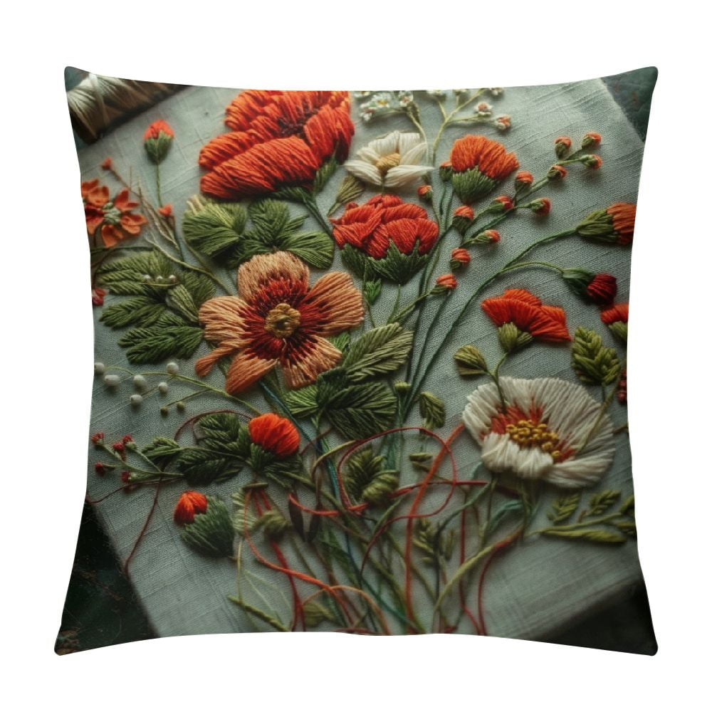 Fenyluxe Flowers Modern Rustic Decorative Pillow Case with Zipper Home