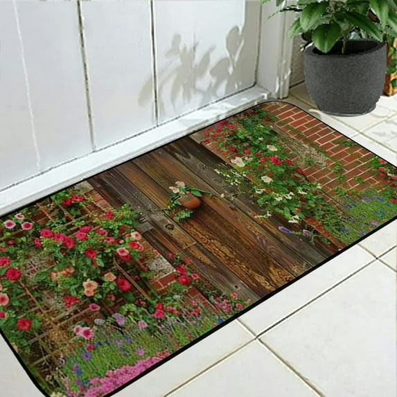 Fenyluxe Flowers Outdoor Doormat for Entryway Indoor Entrance Front Door Mat Outdoor Entrance Felt Mat for Home Outside Entry 19.68*47.24 in
