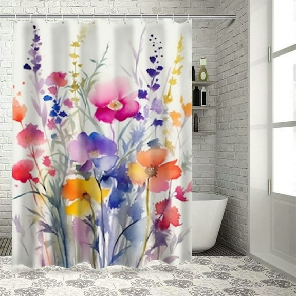 Fenyluxe Flowers Pretty Shower Curtain Bathroom Decor 100% Polyester Fiber Modern Chic Design Shower Curtain Set with Hooks Various Sizes Sustainable Easy to Install High Definition