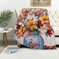 thumbnail image 1 of Fenyluxe Flowers Print Throw Blanket Flannel Lightweight Soft Blanket 60x80in, 1 of 6