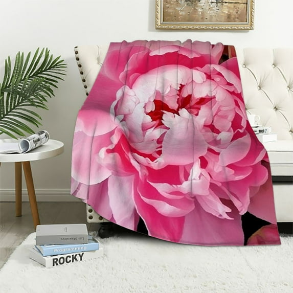 Fenyluxe Flowers Throw Blanket for Couch Sofa Bed Office All Seasons Lightweight Soft Blanket 40x50in
