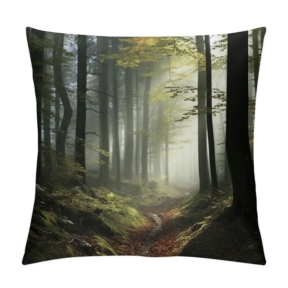 Fenyluxe Fog, Path, Detailed Matte Painting Fashion Style Dirt-Resistant Throw Pillow Covers for Couch, Sofa, Bed, Living Room, Bedroom - Pillow Case 1PC 20x20in