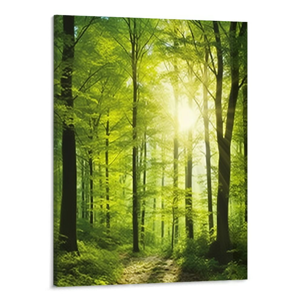 Fenyluxe Forest Canvas Wall Art Decor Forest Wall Art 16x20in Green
