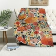 thumbnail image 1 of Fenyluxe Foxes Flowers Flannel Throw Blanket Lightweight Plush Gift All Seasons Cozy Bed Cover Wall Decoration 50x60in, 1 of 6