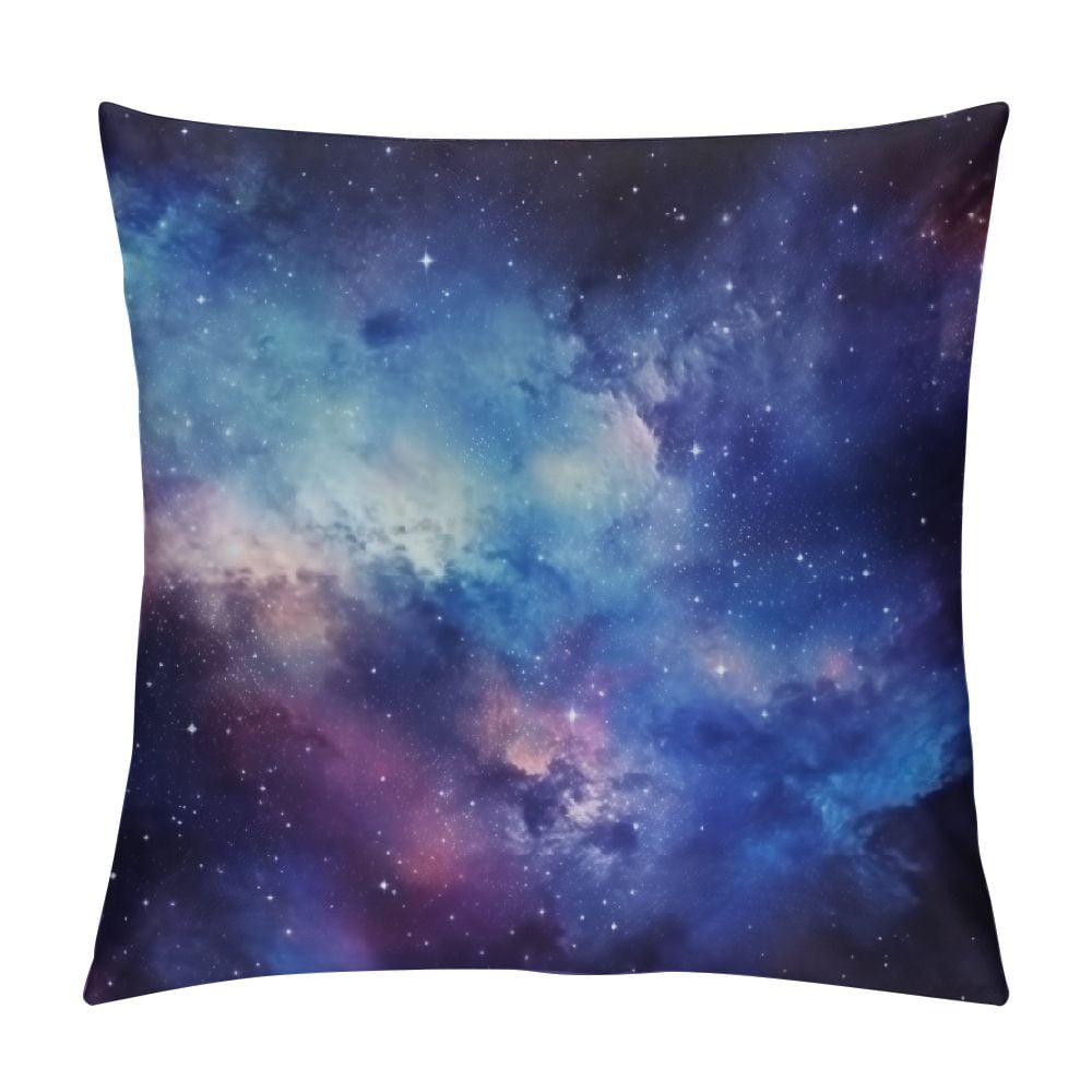 Fenyluxe Galaxy Throw Pillow Cover Blue Purple Outer Space Nebula ...