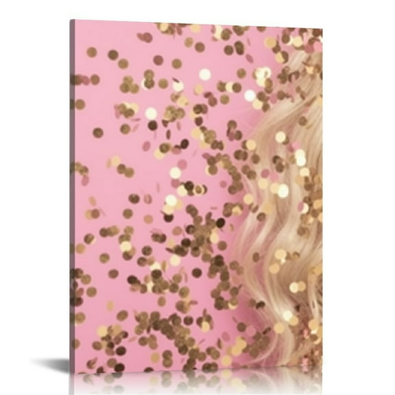 Fenyluxe Glitter Numbers Pink Wall Decor Canvas Print for Home Living Room Bedroom Office 12x16in