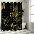 thumbnail image 1 of Fenyluxe Gold Butterfly Shower Curtain, Flying Butterfly Shower Curtains, Black Golden Girl Women Shower Curtain Set,Washable Washable Upgraded Polyester 69x72, 1 of 7