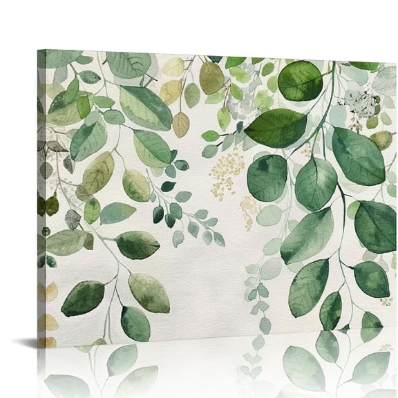Fenyluxe Green Leaves Foliage Canvas Wall Art Ready to Hang Room Home Decor Made in America 16x12in