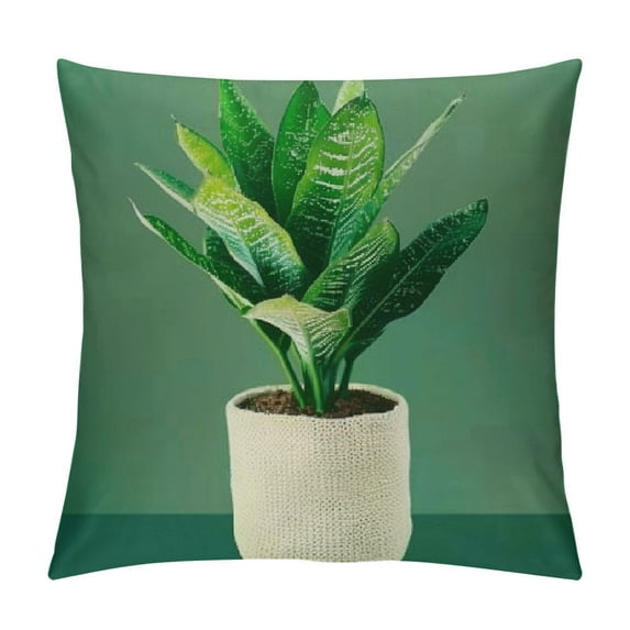 Fenyluxe Green Succulent Plant Throw Pillow Cover Summer Tropical Cactus Potted Leaf Modern Home Decor Pillow Cases Botanical Cushion Cover for Sofa Couch 22x22in