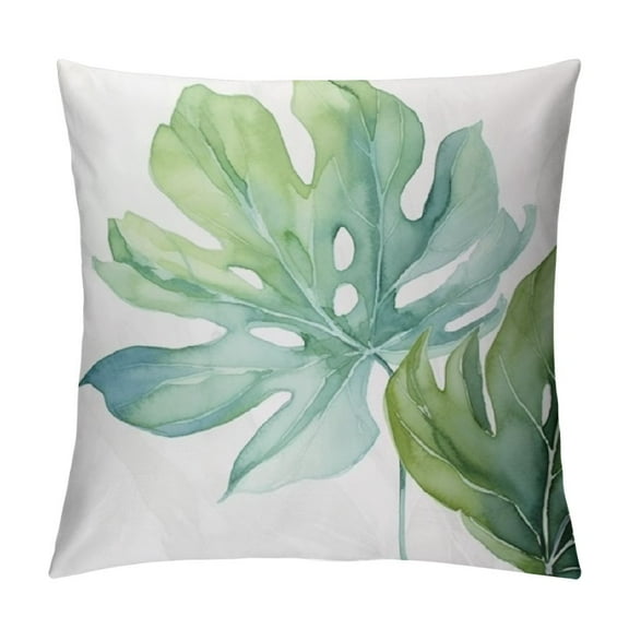 Fenyluxe Green Tropical Leaves Throw Pillow Covers Decorative Monstera Palm Leaf Couch Pillow Case Botanical Plant Outdoor Pillow Covers Waterproof Fabric for Patio Bedroom Living Room