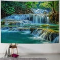 thumbnail image 1 of Fenyluxe  Green Waterfall Tapestry Forest Water Stone River Scenic Tropical Jungle Trees Wild Plant Nature Landscape Wall Hanging Bedroom Living Room Hanging Decorative Blanket 50x40inch, 1 of 6