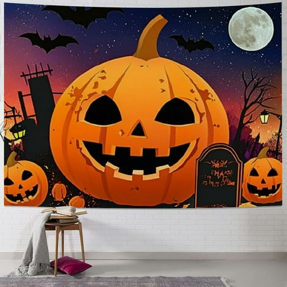 Fenyluxe ,Happy Halloween Banner Spooky Happy Halloween Backdrop | Orange and Black Halloween Party Decorations | Halloween Pumpkin Banner for Halloween Decorations Outdoor 40x30inch