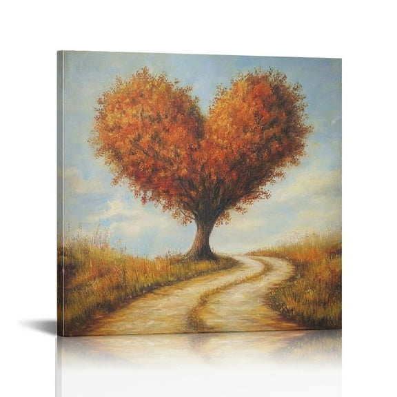 Fenyluxe Heart Shape Canvas Prints Wall Art Ready To Hang for Room Home Decor 12x12in