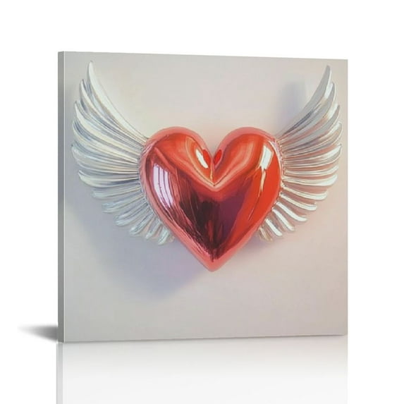 Fenyluxe Heart Wings Wall Decor for Bathroom Ready To Hang Room Home Art Decor 12x12in