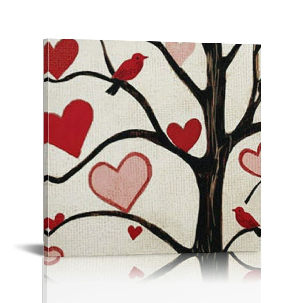 Fenyluxe Hearts Bird Tree Wall Decor Artwork for Home - Ready To Hang ...