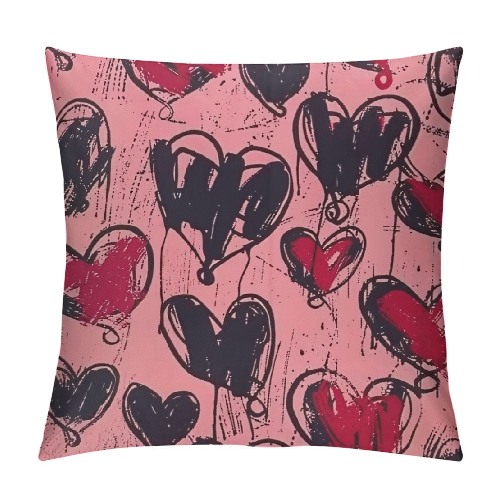 Fenyluxe Hearts Decorative Square Throw Pillow Covers EcoFriendly