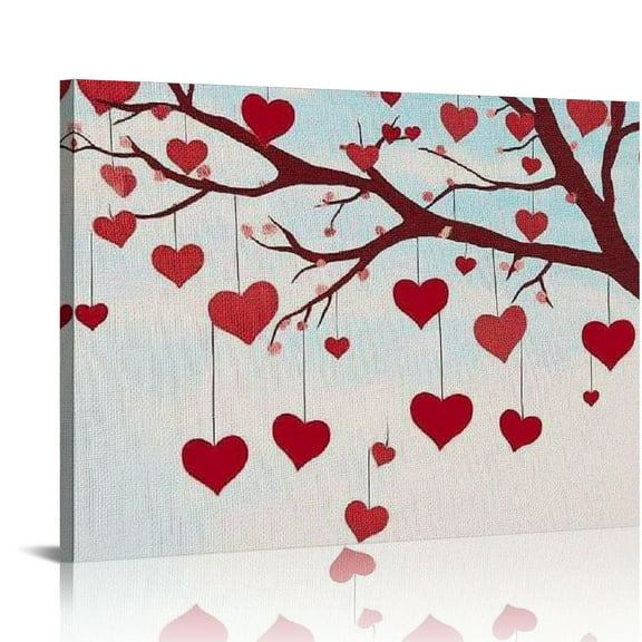 Fenyluxe Hearts Love Wall Decor Canvas Art Ready to Hang for Living Room Bedroom Office Home Wall Decoration 20x16in