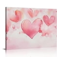 thumbnail image 1 of Fenyluxe Hearts Pink Watercolor Wall Decor for Bathroom Modern Canvas Prints - Ready To Hang Room Home Art Decor 16x12in, 1 of 6