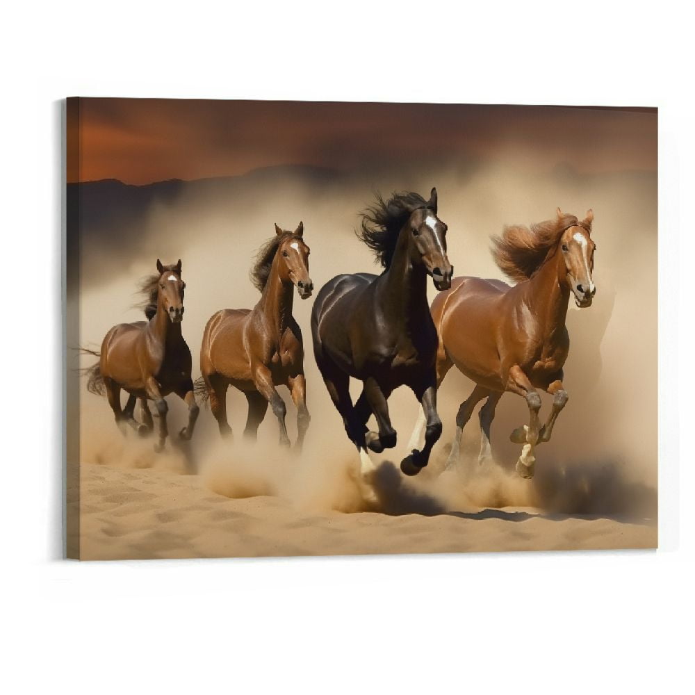 Fenyluxe Horse Wall Art,Equine Themed Animals Galloping In The Sand ...