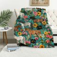 thumbnail image 1 of Fenyluxe Horses Flowers Pattern Soft Throw Blanket Flannel Bed Cover Cozy Lightweight Plush Gifts All Seasons Comfort Blanket 40x50in, 1 of 6