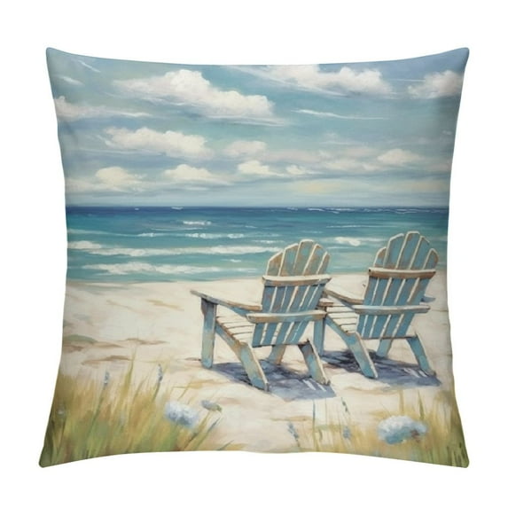 Fenyluxe Impressionist Painting Fashion Style Zipper Closure Dirt-Resistant Throw Pillow Covers for Couch Sofa Living Room Bedroom Summer Pillowcase 1PC 22x22in
