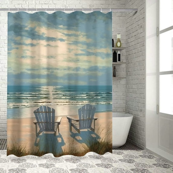 Fenyluxe Impressionist Painting Pretty Shower Curtain Bathroom Decor Polyester Home Bathtubs Decoration Set with Hooks 36x72