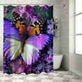 thumbnail image 1 of Fenyluxe Inspirational Quote Trust in The Lord Shower Curtain Purple Flower Butterfly Motivational Words Elegant Nature Creative Modern Art Bathroom Decor Fabric Curtain with Hooks 69x72, 1 of 7