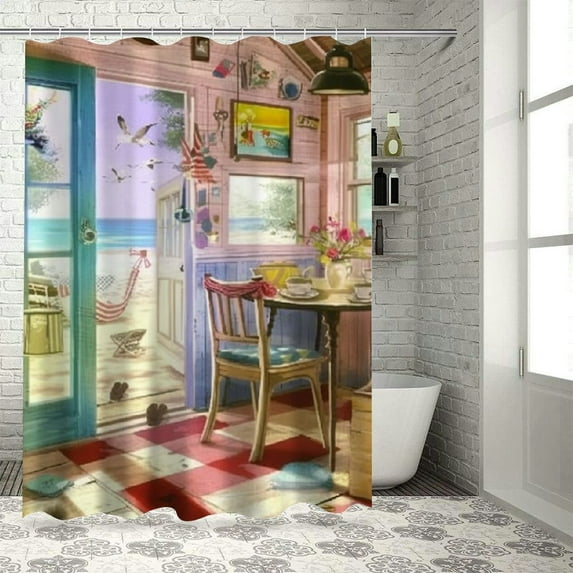 Fenyluxe Interior Design Polyester Shower Curtain with Hooks for Bathroom Decoration - Waterproof and Quick Drying 36"x72