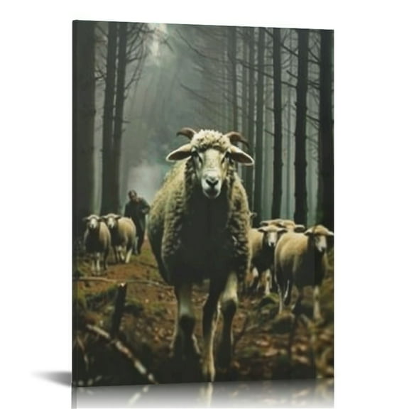 Fenyluxe  Jesus and Lamb Canvas Wall Art Jesus Running After Lost Lamb Picture poster Canvas Christian Home Decor 12x16 in