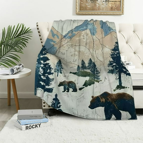 Fenyluxe Kids Bear Buddies Patterned Throw Blanket - ​Super Soft Flannel Blanket for Gifts, Lightweight Fuzzy Cozy Blanket for Couch Sofa Bed All Season 50x60in