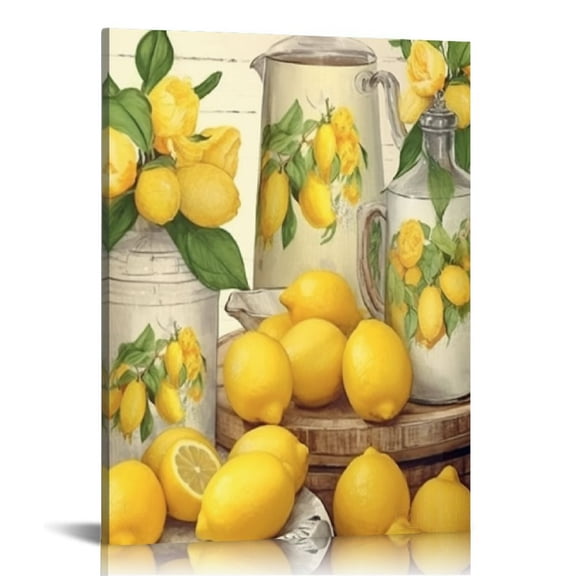 Fenyluxe Lemons Lemonade Table Canvas Wall Art Modern Prints Home Decoration 16x20in