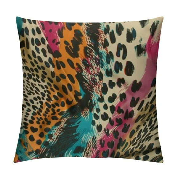 Fenyluxe Leopard Print Decorative Pillow Case Abstract African Animal Leopard Wildlife Retro Throw Pillow Cover Home Decor Square Cushion Cover for Couch Bed Sofa 22x22in