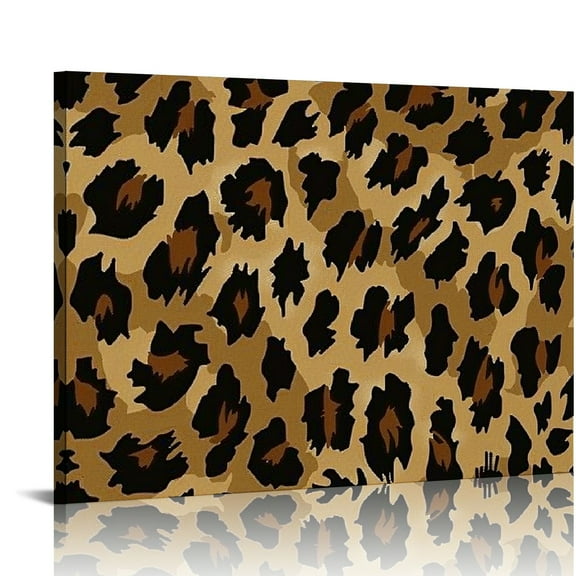 Fenyluxe Leopard Print Pattern Wall Art Prints Framed Canvas Decor 16x12x0.75in