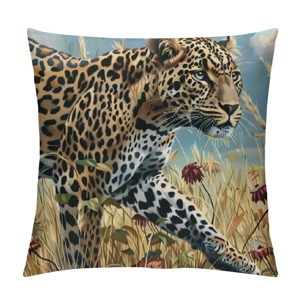 Fenyluxe Leopard Throw Pillow Covers Short Plush Couch Pillowcases for
