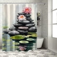 thumbnail image 1 of Fenyluxe Lily Rocks Pond Pretty Shower Curtain Bathroom Decor Polyester Home Bathtubs Decoration Set with Hooks 69x72, 1 of 7