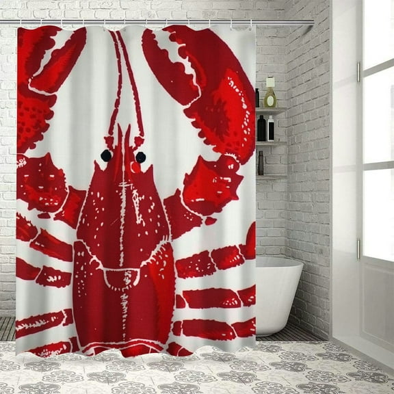 Fenyluxe Lobster Theme Bathroom Shower Curtain Set with Hooks 100% Polyester Fiber Waterproof Shower Curtain Set 36"x72