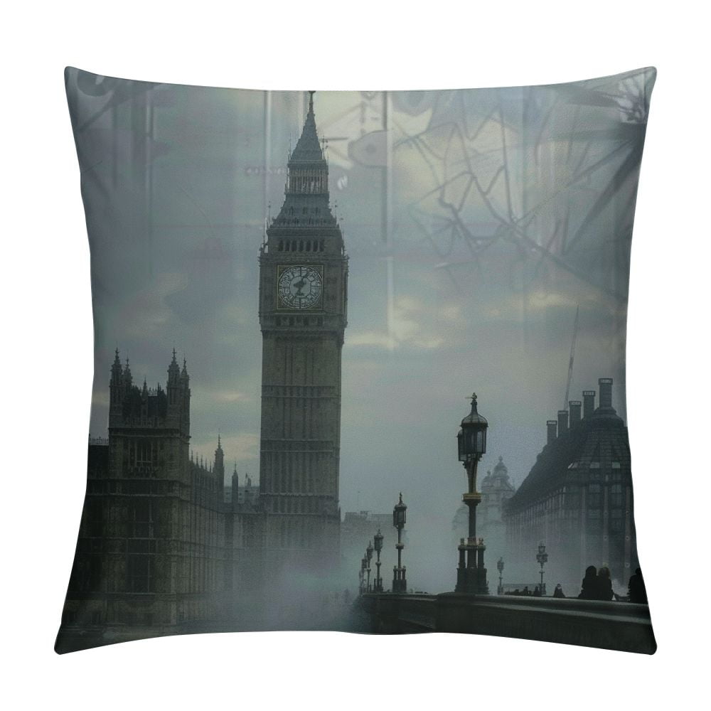 Fenyluxe London Throw Pillow Cushion Cover, Big Ben View from The