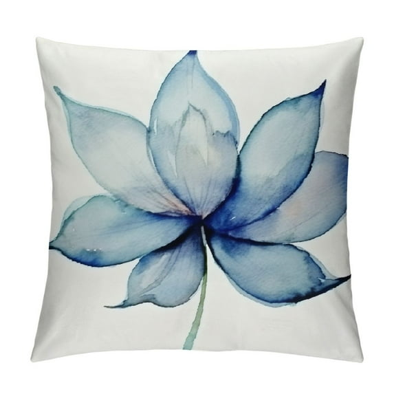 Fenyluxe Lotus Flower Throw Pillow Covers Summer Floral Decorative Pillow Covers White Super Soft Cushions Covers Outdoor Sofa Home, Watercolor Pattern 12x12in