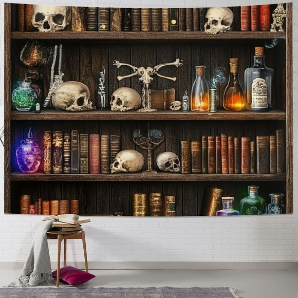 Fenyluxe  Mad Scientist Laboratory Backdrop for Kids Boy Halloween Spooktakular Creepy Skull Poison Apothecary Witch Kitchen Birthday Baby Shower Party Supplies Decorations  60x50inch