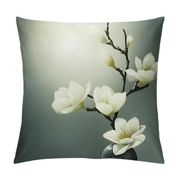 Fenyluxe Magnolia in the Moonlight Plush Pillowcase Set of 1 White
