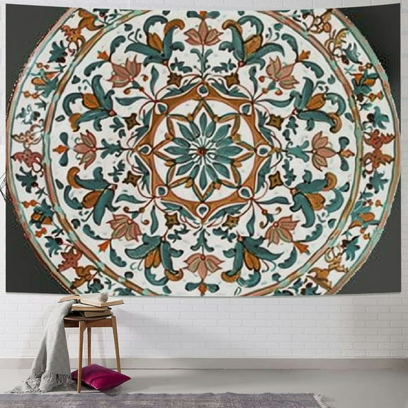 Fenyluxe  Mandala Tapestry Wall Hanging Flower Psychedelic Tapestry Wall Hanging Decor for Living Room Bedroom Bohemian Plant Print (Green) 40x30inch