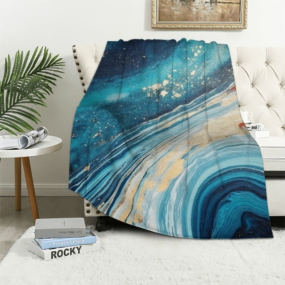 Fenyluxe Marble Swirl Pattern Print Throw Blanket Lightweight Blanket for All Seasons Flannel Material 60x80in