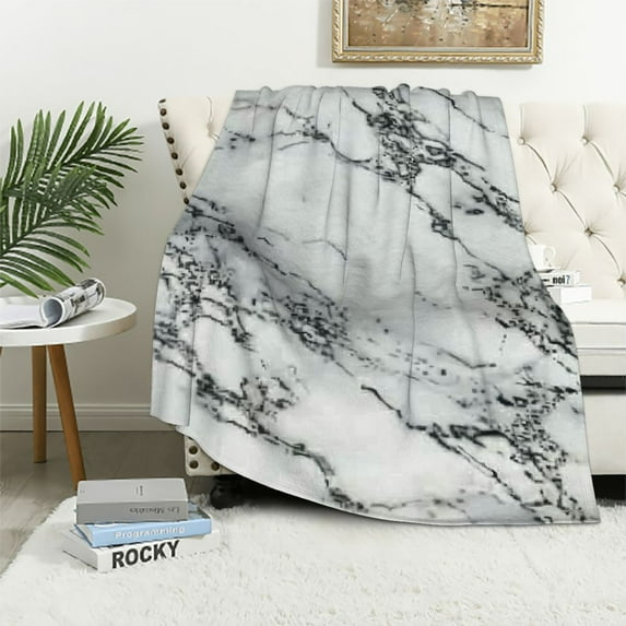 Fenyluxe Marble Texture Design Throw Blanket for Sofa Couch Cottagecore Room Decor All Seasons Comfort Blanket 40x50in