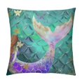 thumbnail image 1 of Fenyluxe Mermaid Unicorn Throw Pillow Cover  Decorative Square Soft Mermaid Tail Blue Pillow Cases Sofa Cushion Home Cartoon Pattern Living Room Decor with Zipper, 1 of 5