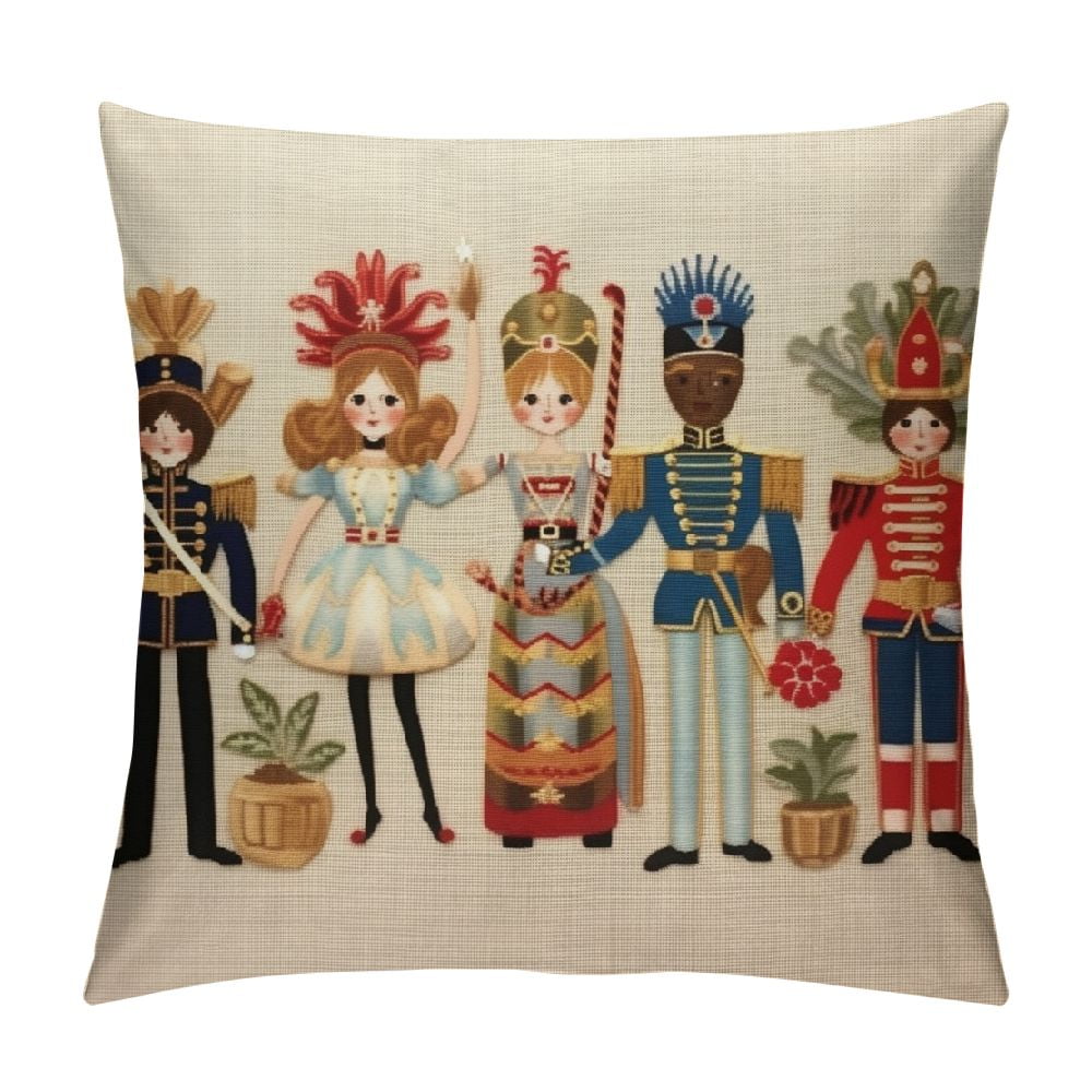 Fenyluxe Merry Christmas Nutcracker Throw Pillow Cover,Winter Holiday