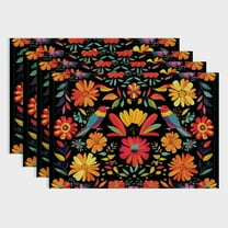 Fenyluxe  Mexican Floral Placemats Set of 4,Seasonal Kitchen Dining Table Decoration for Indoor Party Home 18x12in