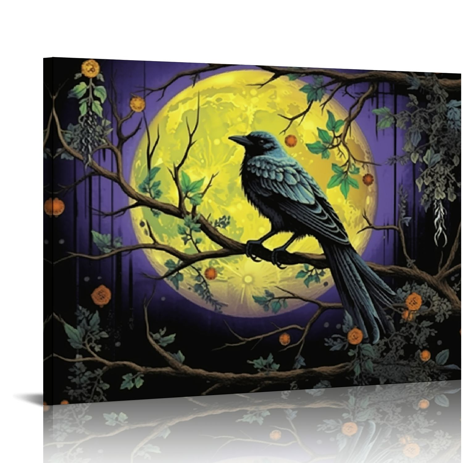 Fenyluxe Moon Bird Tree Branch Canvas Ready to Hang Room Home Art Decor ...