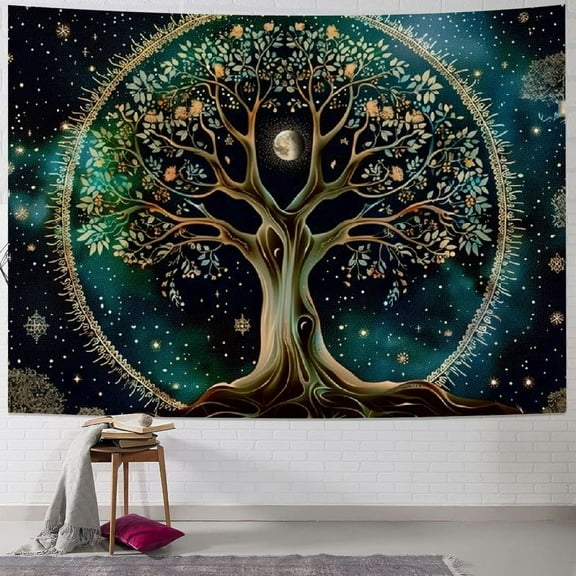 Fenyluxe Moon Phase Tree of Life Tapestry Nature Flower Plant Butterfly Tapestries Boho Mandala Spiritual Tapestry Aesthetic Wall Hanging for Home Decor Bedroom Living Room Dorm Decor 40x30inch