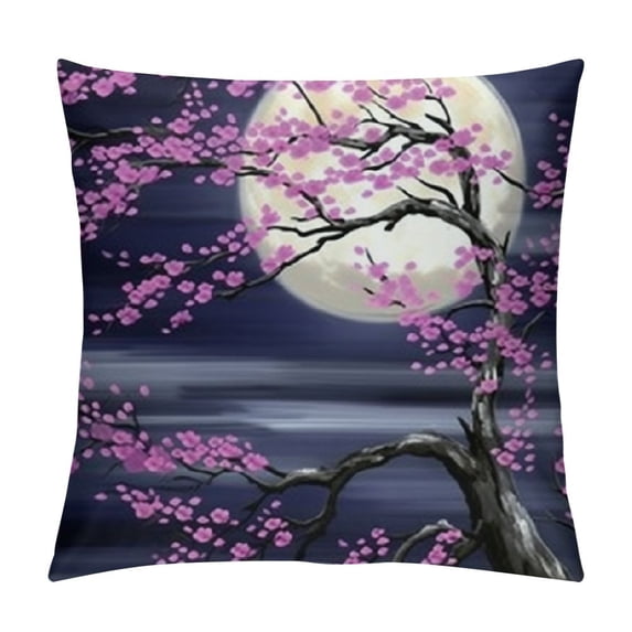 Fenyluxe Moon Tree Flowers Pillow Covers Printed on Both Sides for Couch Sofa Indoor Outdoor Home Decor 1PC 20x20in
