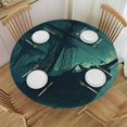 thumbnail image 1 of Sheronv Shark Round Table Cover Stain Resistant Washable Indoor Outdoor Tablecloth Kitchen Dining Wedding Parties 100% Polyester with Elastic Edge Great for Home Kitchen Holiday Dinner 38"-42, 1 of 8